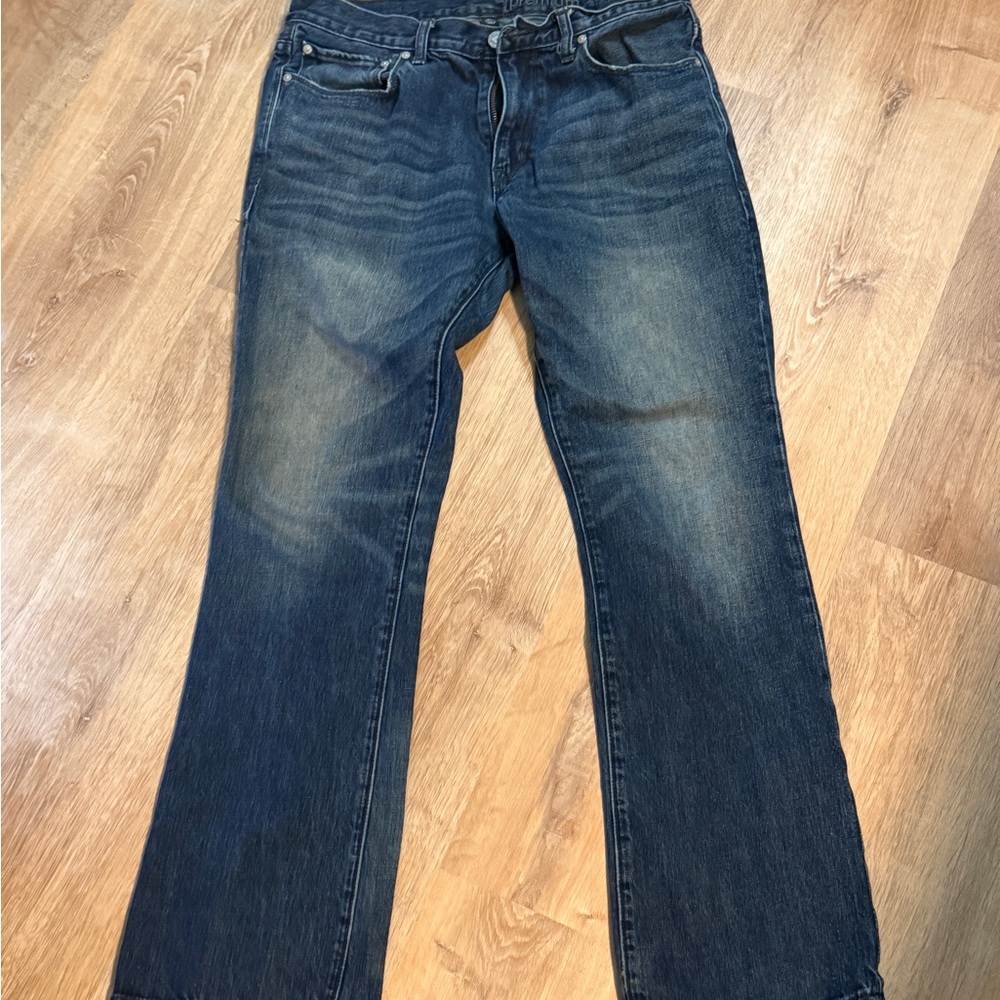 GAP Men's Premium Slim Bootcut Jeans in Deep Blue 34 x 32